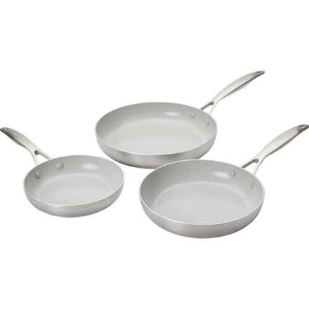 GreenPan Venice Pro Ceramic Nonstick Frying Pan Set - 3-Pack in Silver Grey