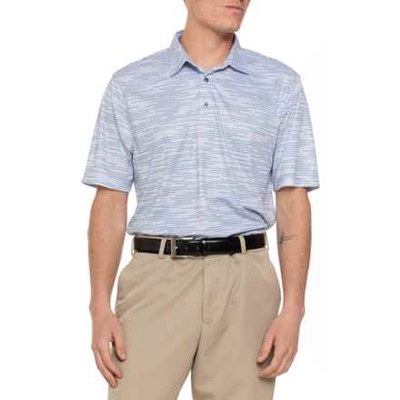 Greg Norman Broken Stripe Print Polo Shirt - Short Sleeve in Shark Grey