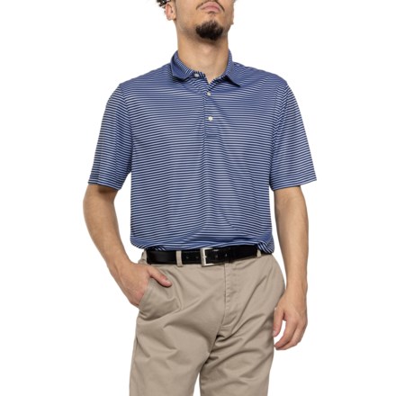 Greg Norman Tonal Feeder Stripe Polo Shirt - Short Sleeve in Serenity Blue