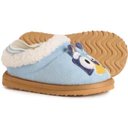 GROUND UP Toddler Girls Bluey and Bingo Faux-Shearling Shoes - Slip-Ons in Blue/Yellow