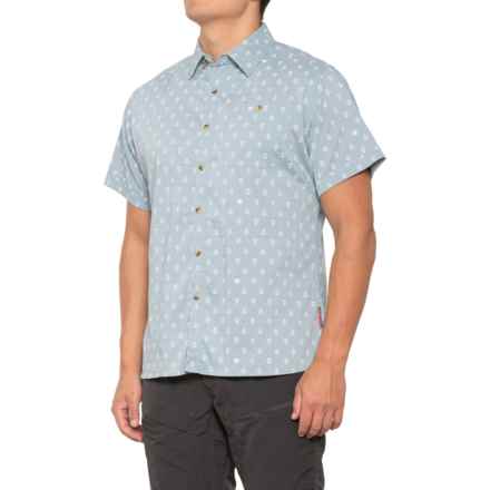 Grundens Platform Shirt - UPF 50, Short Sleeve in Surf Anchor Print