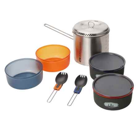 GSI Outdoors Glacier Stainless Dualist Cookset for One in Stainless/Black