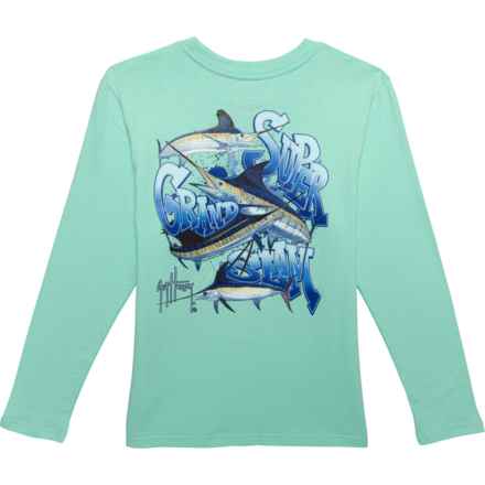 Guy Harvey Big Boys Graphic Fishing T-Shirt - Long Sleeve in Beach Glass