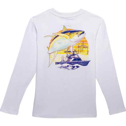 Guy Harvey Big Boys Graphic Fishing T-Shirt - Long Sleeve in Bright White
