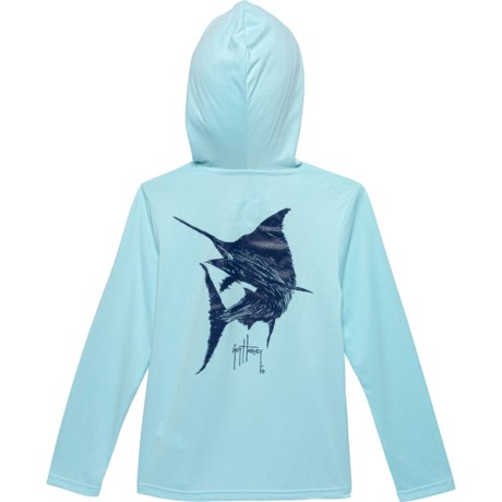 Guy Harvey Big Boys High-Performance Hoodie in Iced Aqua