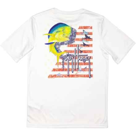 Guy Harvey Big Boys High-Performance Sun Shirt - UPF 30, Short Sleeve in Bright White