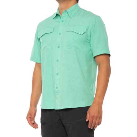 Guy Harvey Cationic Heather Textured Fishing Shirt - Short Sleeve in Cascade