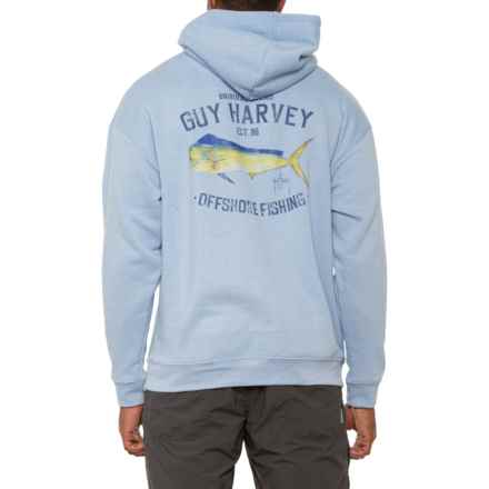 Guy Harvey Offshore Fishing Midweight Fleece Hoodie in Blue Heather