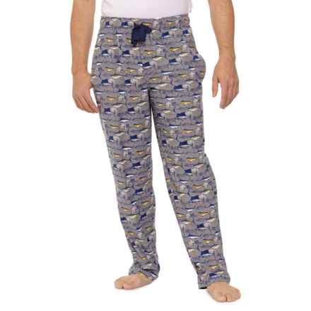 Guy Harvey Scribble Bill Fish Printed Micro-Fleece Lounge Pants in Storm Grey