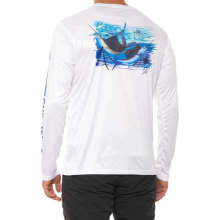 Guy Harvey Strike Three Fishing Shirt - UPF 30, Long Sleeve in White