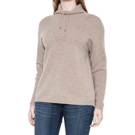 Drawstring Cowl Neck Sweater - Merino Wool in Oyster Heather