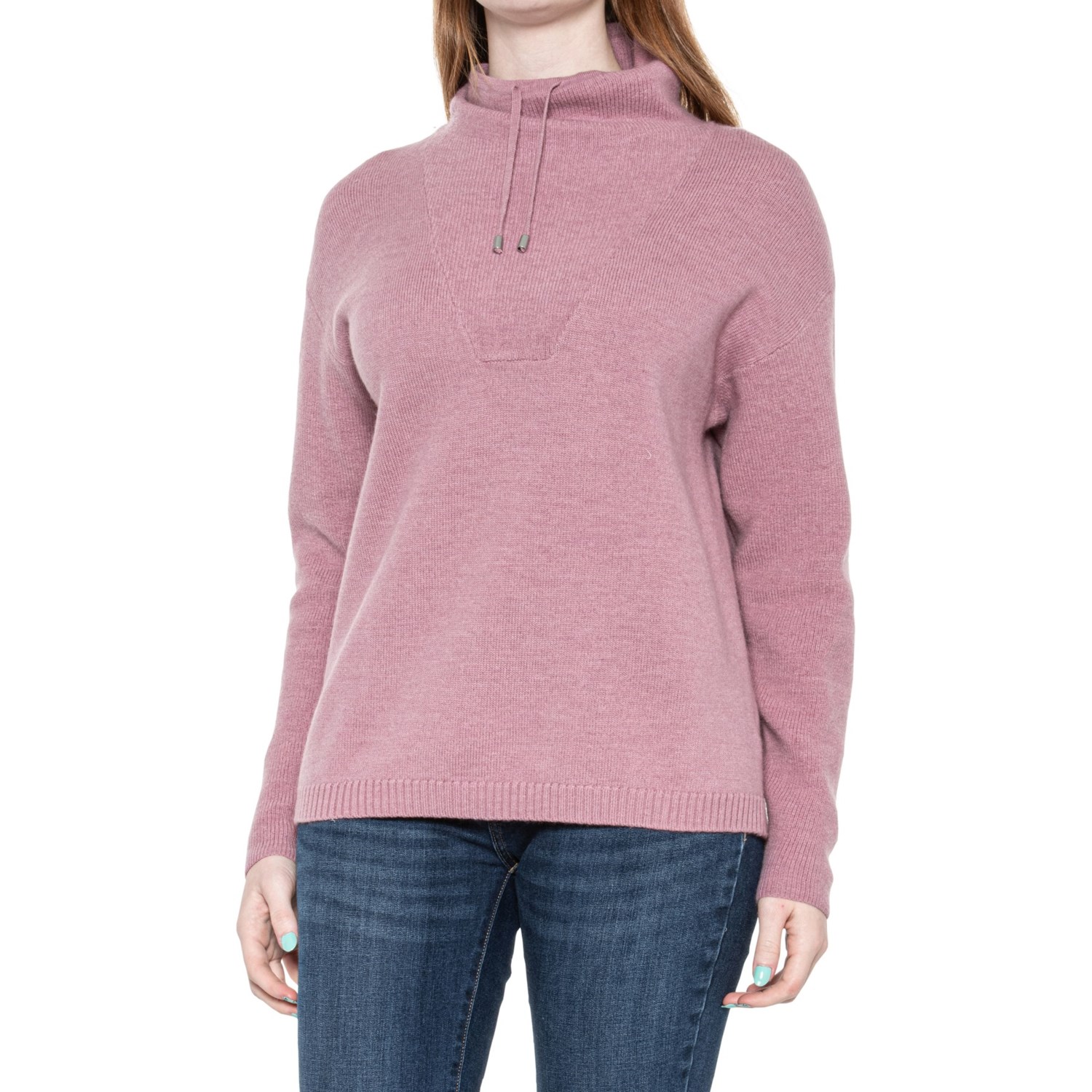 H HALSTON Drawstring Cowl Neck Sweater - Merino Wool - Save 67%