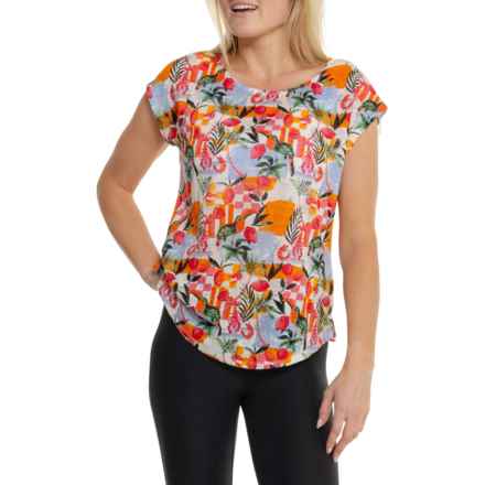 H HALSTON Printed Drop Shoulder Shirt - Short Sleeve in Isola Floral