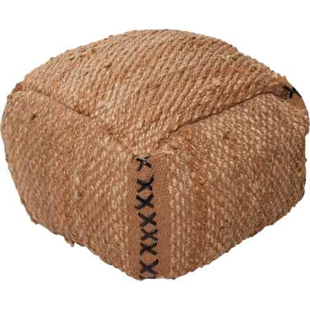 Habitat Woven Jute Ayla Pouf - 18x18x14” in Natural Black