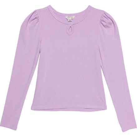 Habitual Big Girls Keyhole Knit Shirt - Long Sleeve in Lavender