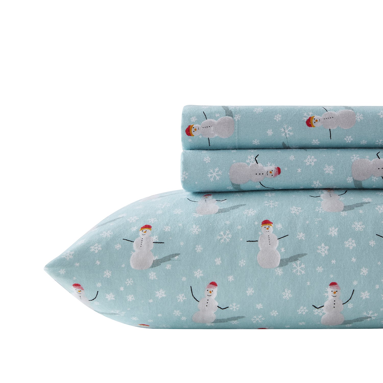 Hampton Place Full Cotton Flannel Happy Snowman Sheet Set - 150 gsm ...