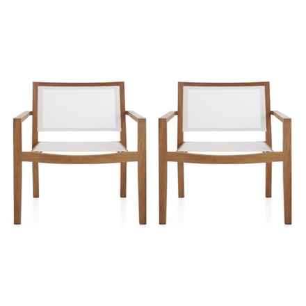 Hand Crafted in Vietnam Acacia Wood Outdoor Stacking Dining Chairs - Set of 2 in Oil Finish