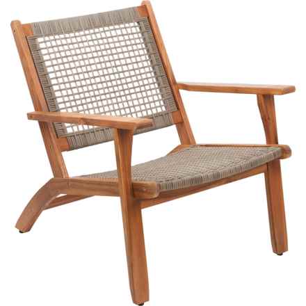 Hand Crafted in Vietnam Outdoor Acacia Wood Accent Chair - 30.5x31x22.5” in Grey/Oil Finish