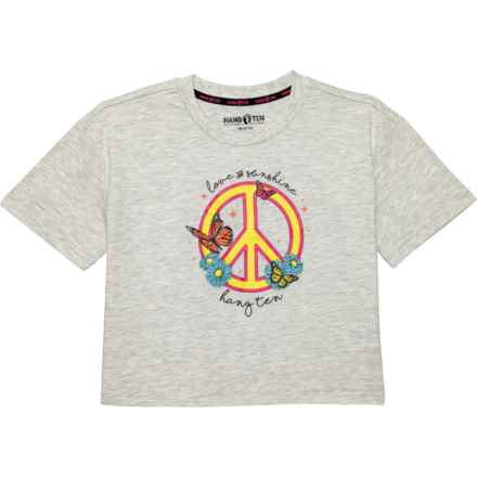 Hang Ten Big Girls Drop Shoulder Boxy Crop Top - Short Sleeve in Aluminum Heather