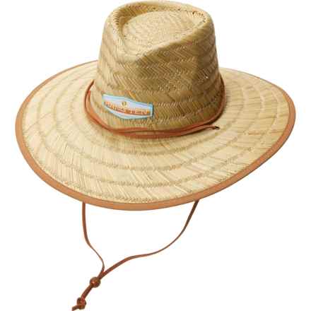 Hang Ten Pinch Crown Lifeguard Hat - UPF 50+, Palm Straw (For Men) in Natural