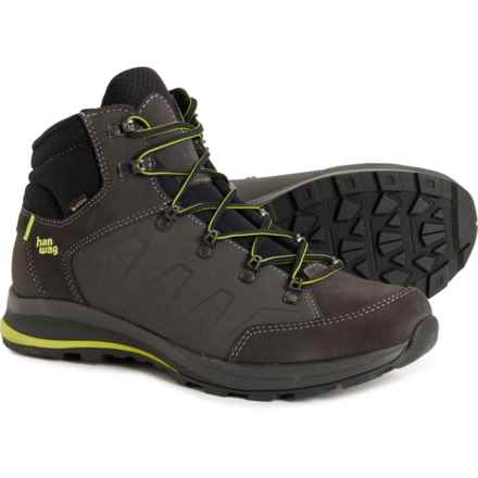 Hanwag Made in Europe Torsby Gore-Tex® Mid Hiking Boots - Waterproof, Nubuck (For Men) in Asphalt/Yellow