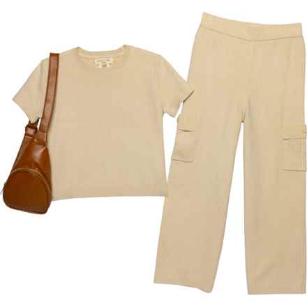 HAPPILY GREY Big Girls Sweater and Pants Set with Purse - Short Sleeve in Oatmeal