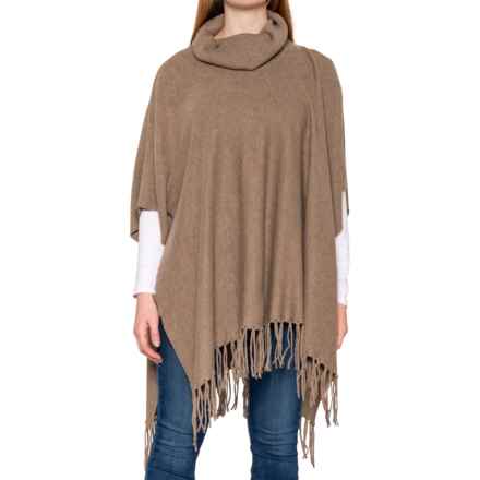 HAPPILY GREY Lightweight Fringed Poncho in Nut Heather