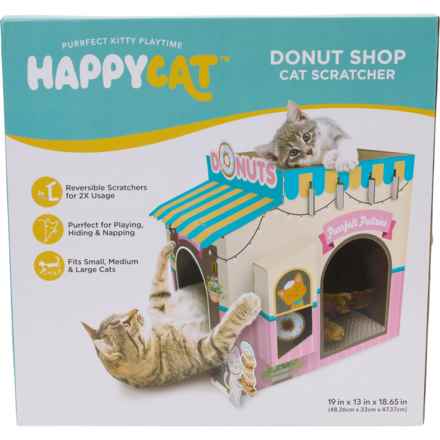 HAPPY CAT Donut Shop Cat Scratcher - 19x13x18.65” in Donut Shop