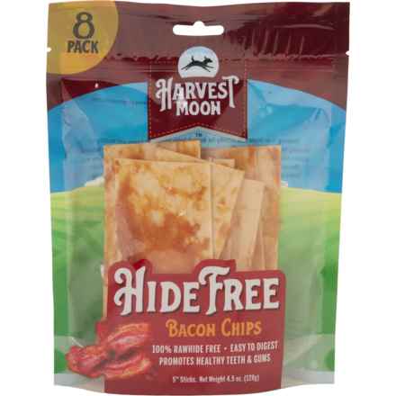 Harvest Moon Hide Free Bacon Chips Dog Treats - 8-Count, 5” in Bacon