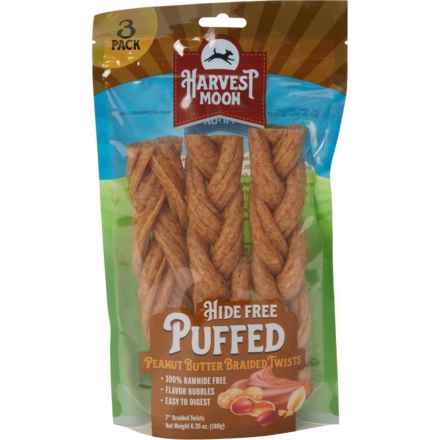 Harvest Moon Puffed Braided Twists Dog Chews - 3-Count in Collagen