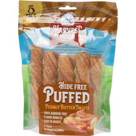 Harvest Moon Puffed Braided Twists Dog Chews - 5-Count in Peanut Butter