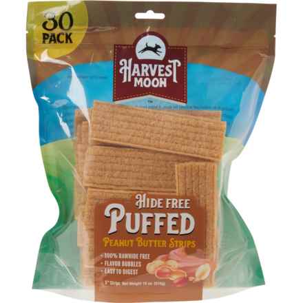 Harvest Moon Puffed Strips Dog Treats - 30 Pack in Peanut Butter