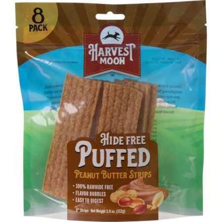 Harvest Moon Puffed Strips Dog Treats - 8 Pack in Pb