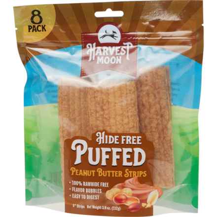 Harvest Moon Puffed Strips Dog Treats - 8 Pack in Peanut Butter