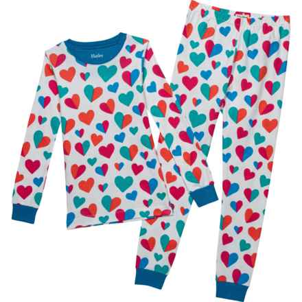 Hatley Girls Split Hearts Pajamas - Long Sleeve in Split Hearts
