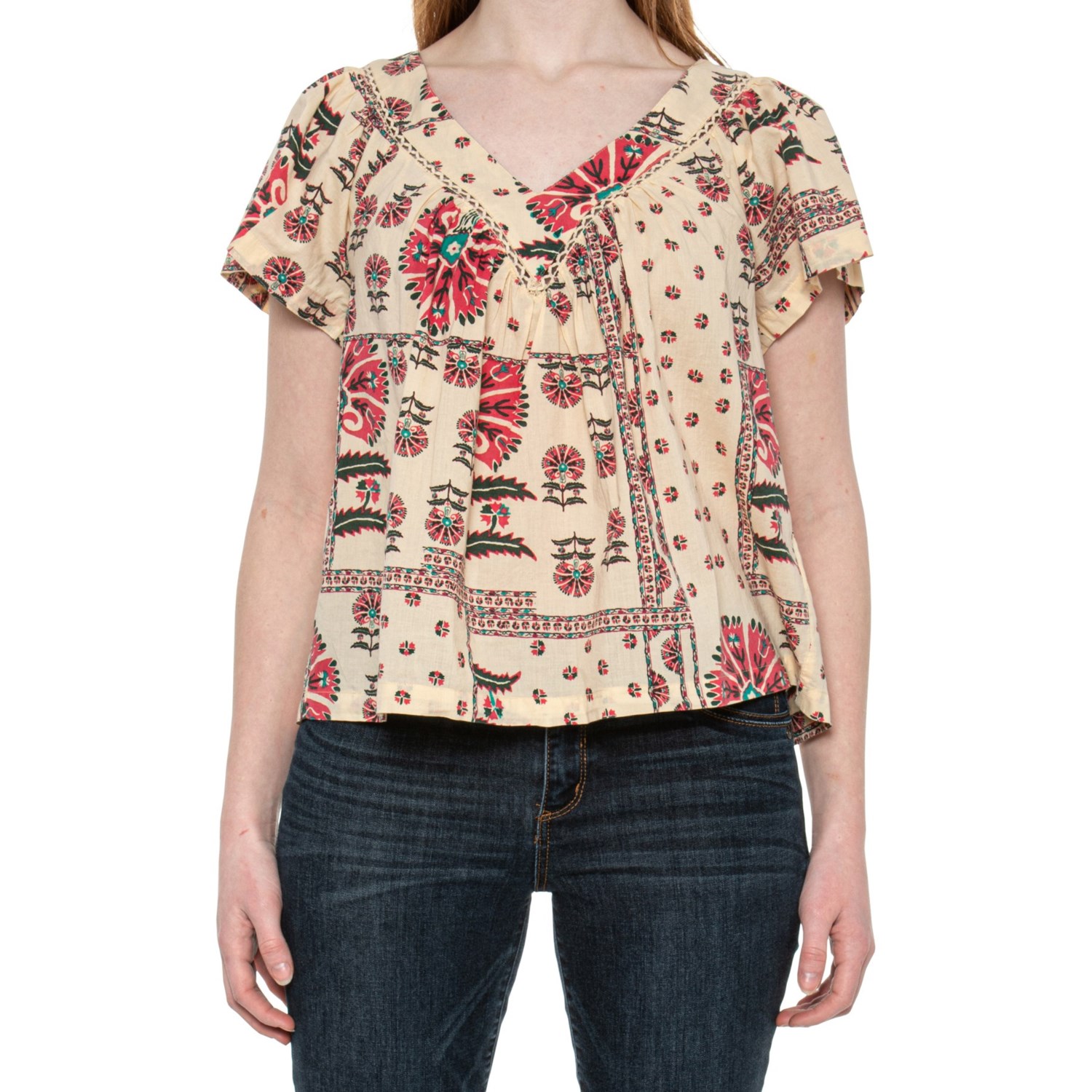 Okkernoot privaat Snel HAUTE HIPPIE V-Neck Stamp Print Shirt (For Women) - Save 22%