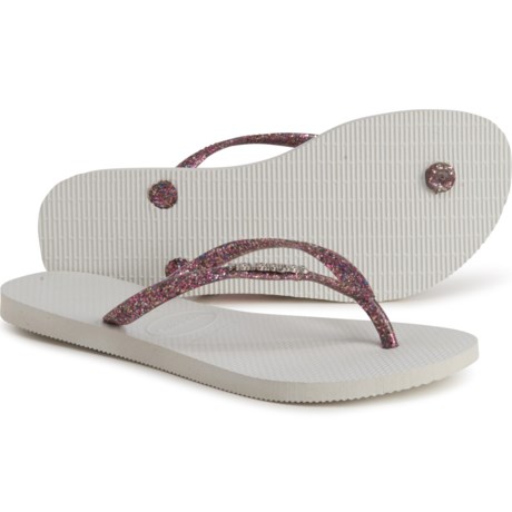 havaianas women's slim logo metallic flip flops