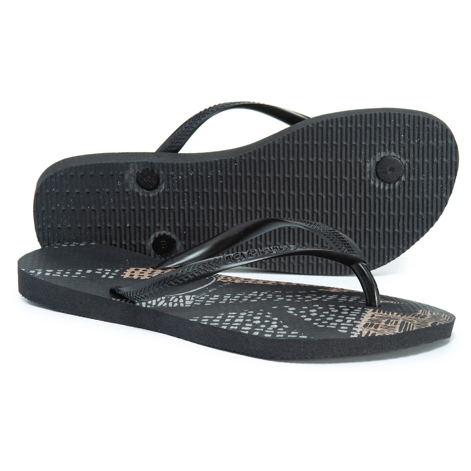 havaianas slim flip flops black