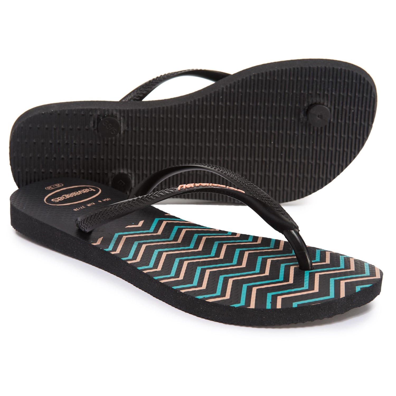 havaianas womens black flip flops