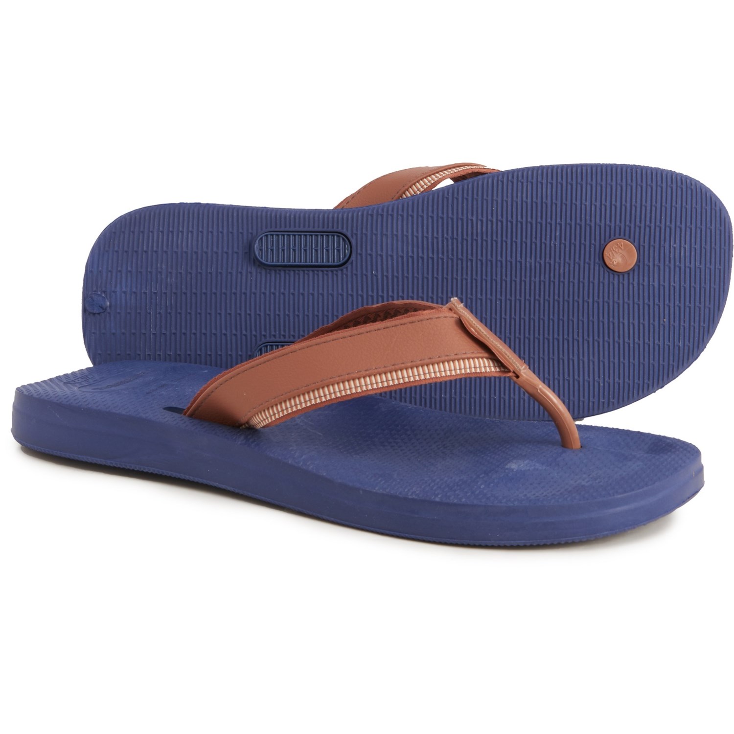 mens navy blue flip flops