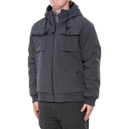 Hawke & Co Sherpa-Lined Hood Soft Shell Bomber Jacket - Insulated in Carbon