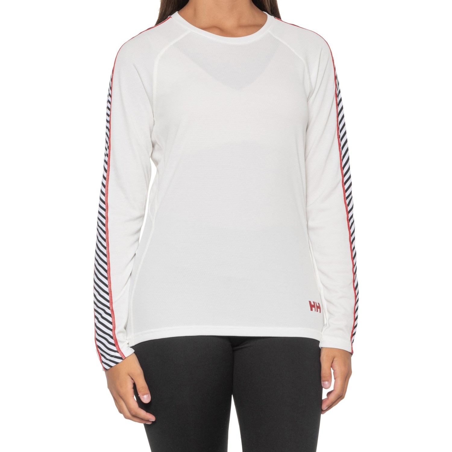 HELLY HANSEN W LIFA ACTIVE STRIPE CREW BLACK - T-shirt thermique