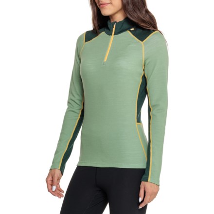 Helly Hansen LIFA® Merino Midweight Base Layer Top - Merino Wool, Zip Neck, Long Sleeve in Jade 2.0