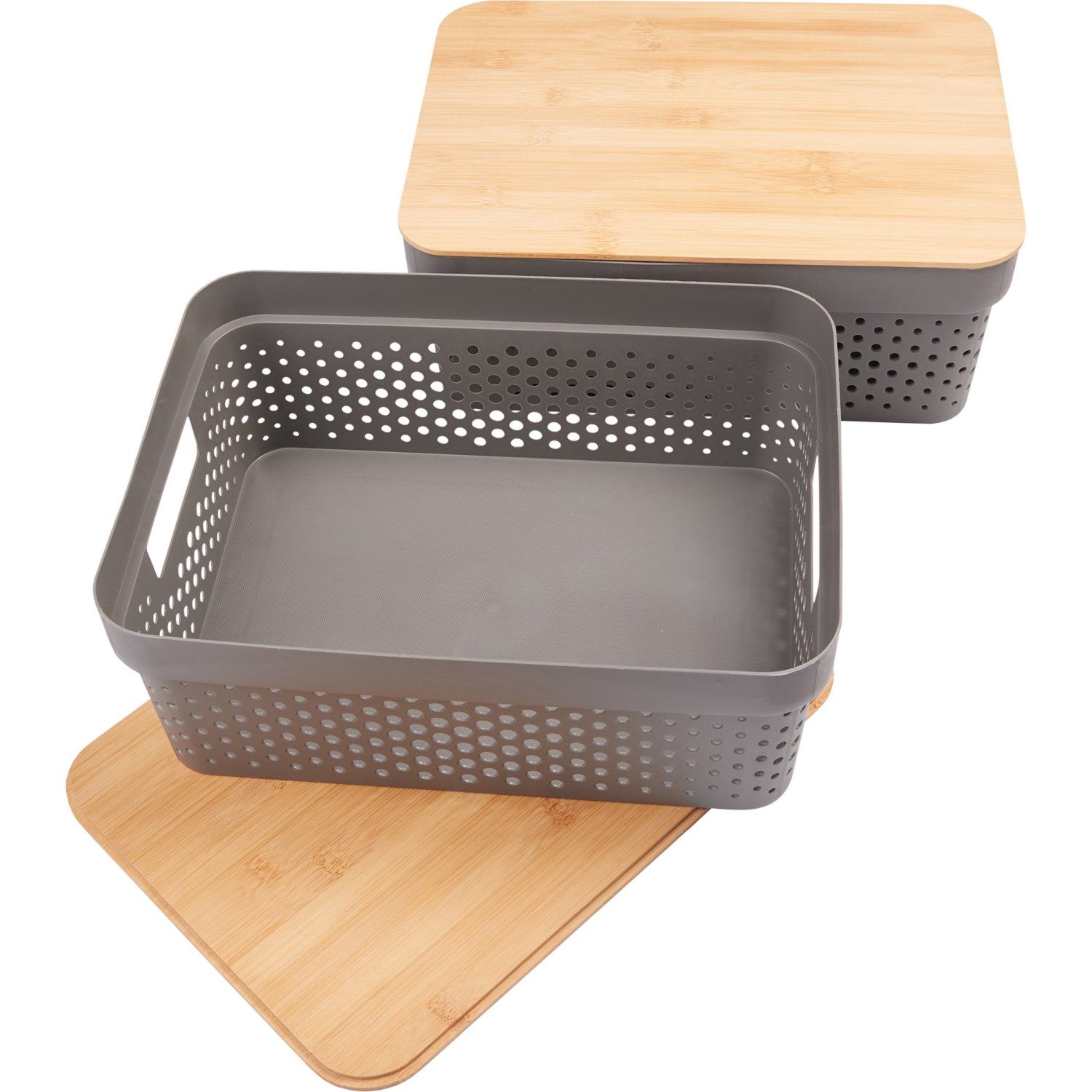 Heritage Living Perforated Storage Bins with Bamboo Lids 14x10.3x5.5”, 2Pack, Medium Save 50