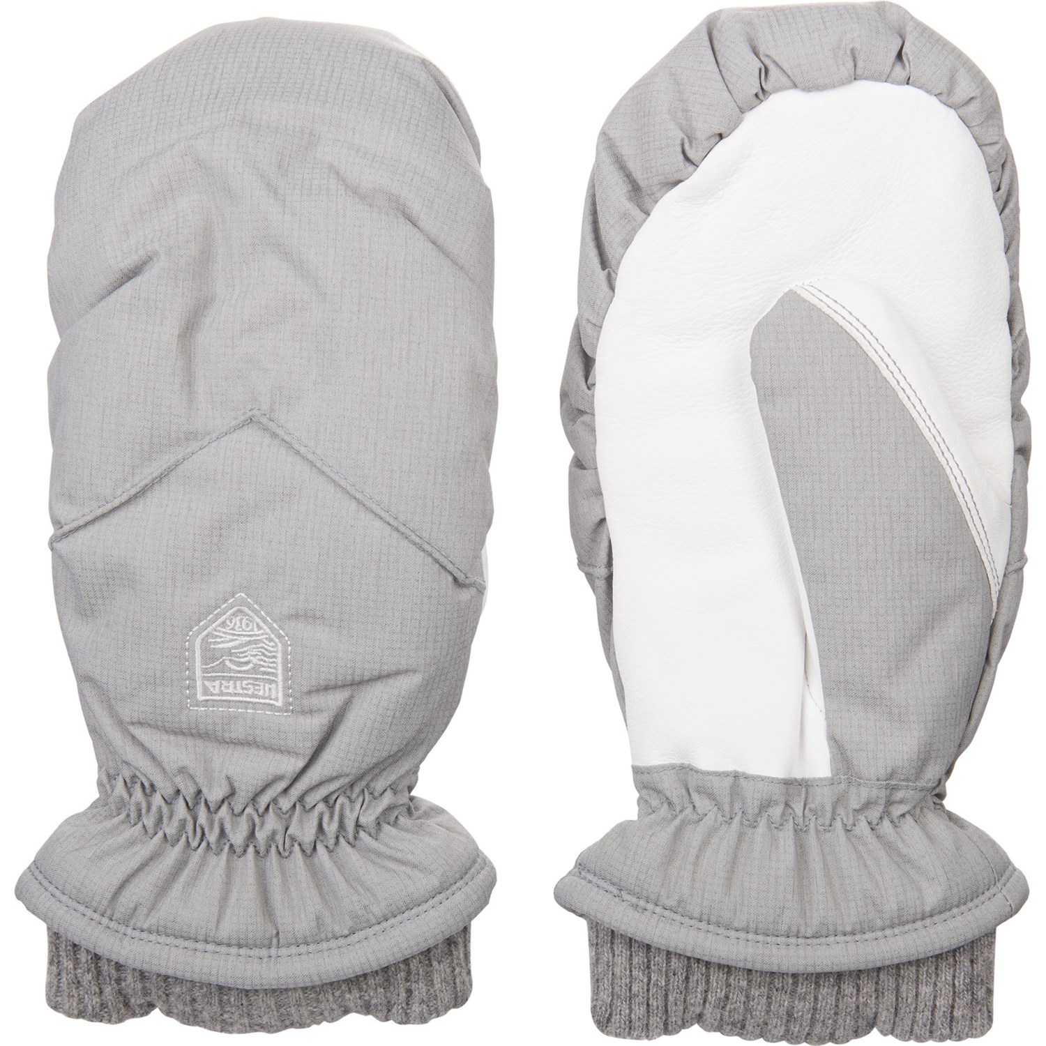 grey ski mittens