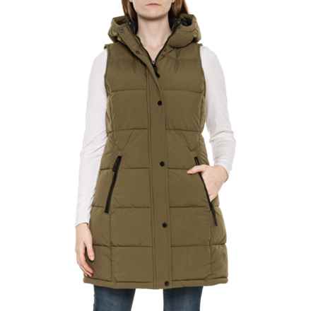 HFX Mechanical Stretch Long Hooded Vest - Insulated in Olive