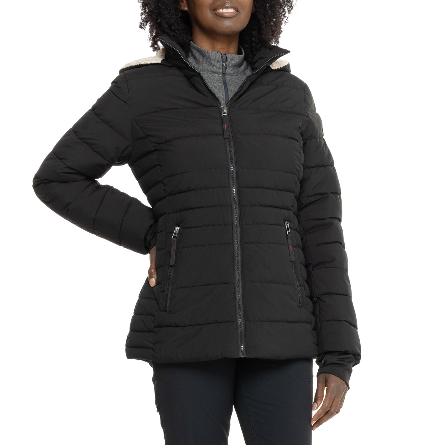 HFX Stretch Wellon Faux-Fur Hooded Jacket - Insulated - Save 64%