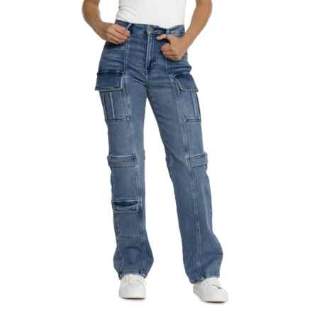 HIDDEN Cargo Pocket Stretch Straight Jeans in Medium