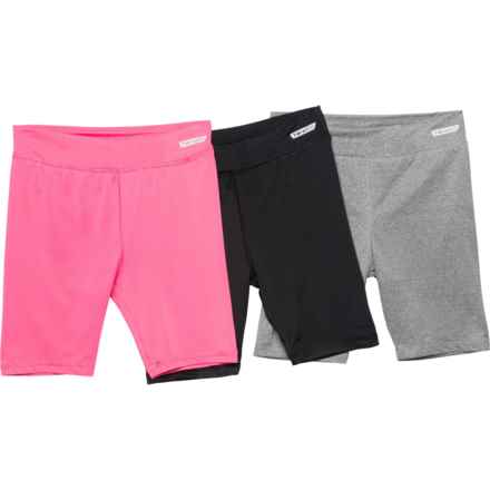 Hind Big Girls Bike Shorts - 3-Pack in Azalea Pink/Heather Grey/Black