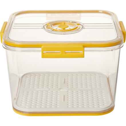 Home Essentials Fresh and Seal Produce Storage Crisper with Use-By Dial Lid - 169 oz. in Yellow Clear
